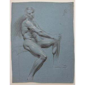 “male Nude III,” Academic Drawing, Dated 1832