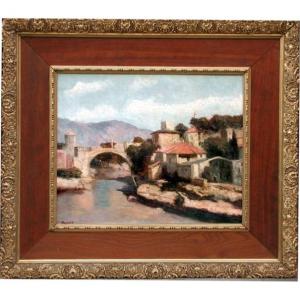 View Of Mostar In Bosnia By Josef Konecny (1908-1989)