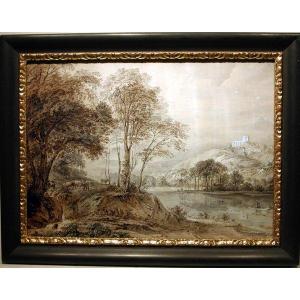 Arcadian Landscape With River And Ruins By Martin Von Molitor (austrian 1759-1812)