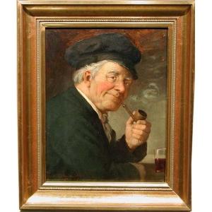 Pipe Smoker By Josef Wagner-höhenberg (1870-1939)