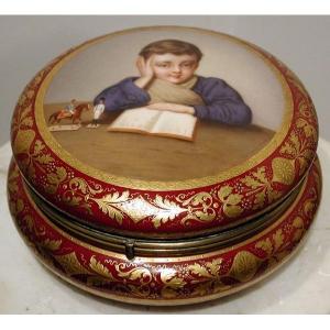 Porcelain Jewelry Box With Miniature Of Austrian Emperor Franz Joseph I As A Child