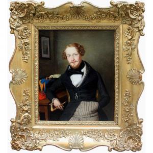 Léopold Fertbauer (austrian 1802 - 1875) Portrait Of A Young Man With A Pipe