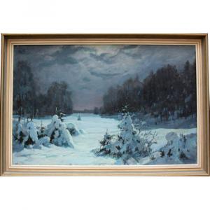 Lidya Isaakovna Brodskaja (russian, 1910 - 1991) Winter Night Near Moscow