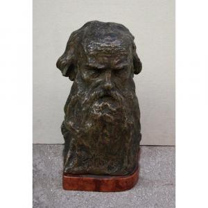 Russian Writer Leo Tolstoy, Bronze Bust By Robert Weigl ( 1851 Slovenia - 1902 Vienna)