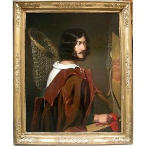 Johann Frankenberger (1807 - 1874) Portrait romantique d'un jeune pêcheur