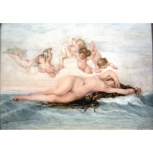 Porcelain Plate, 19 Century "the Birth Of Venus", After Alexandre Cabanel