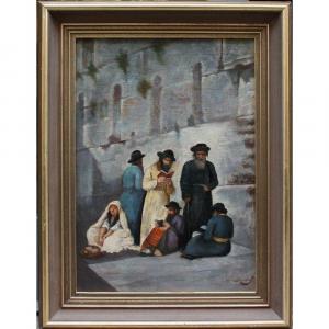 Praying The Jews At The Wailing Wall In Jerusalem By Wilhelm Lakner (late 19th Century)
