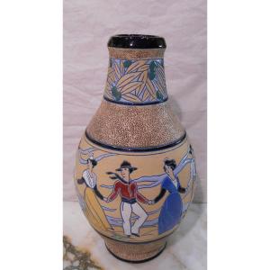 Art Deco Ceramic Vase La Farandole.