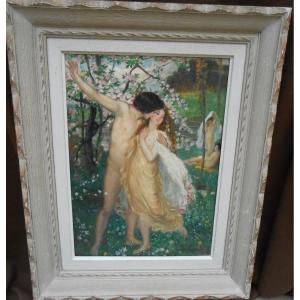 Romantic Couple In A Lively Landscape