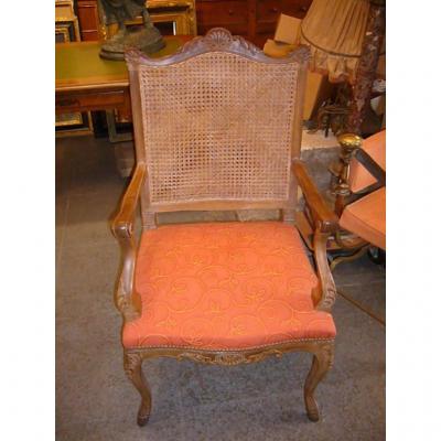 4 Armchairs In Walnut Massif, Regency Style