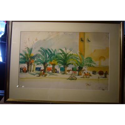 Village Square Surroundings Of Bone Algeria