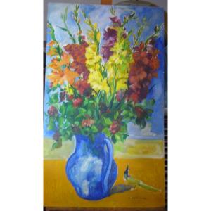 The Blue Pot With  Gladioli Andree  Marissal Calberg
