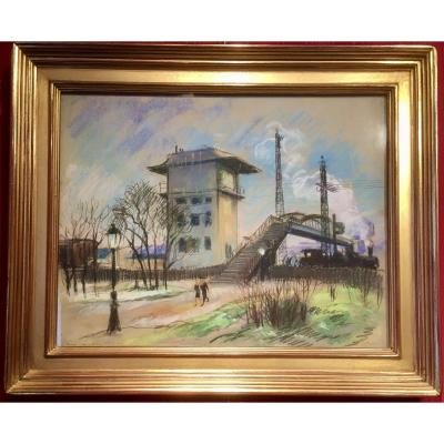 Pierre Le Trividic-1898-1960-the Steam Train -cours La Reine In Rouen