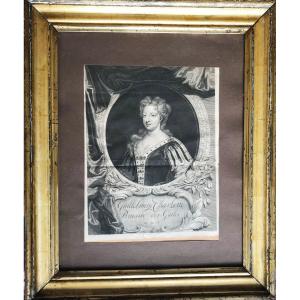 Engraving, Portrait Of The Princess Of Wales, Engraved By Gunst In 1718.