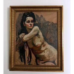 Painting, Portrait Of Young Naked Woman, 1950s Design