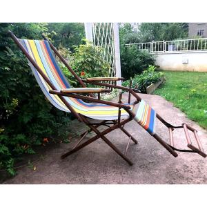 Steamer Deckchair Circa 1890, In Turned Wood