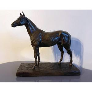Bronze, Horse With Brown Patina Signed By René Papa, Early 20th Century