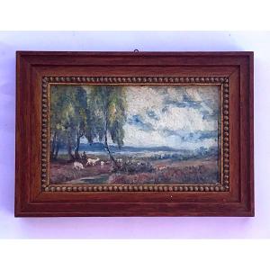 Painting, The Goat Herder In The Heather, Hsp; 19th Century