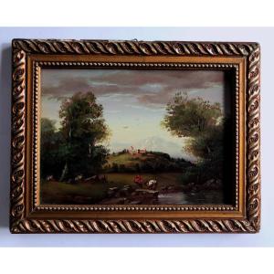 Painting, The Bundle Gatherer At The Foot Of The Alps, Hsb, 19th Century