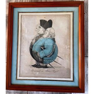 Humorous Engraving "walk At The Royal Palace" End Of The 18th Century