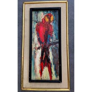 Painting, Macaw, Oil On Canvas Signed By Roger Vandelbulcke, Belgian Painter