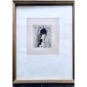Painting, Etching By Marie Laurencin, Young Girl With A Hat 