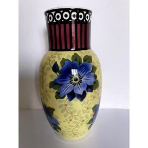 Art Deco Earthenware Vase With Floral Motifs By Villeroy & Boch