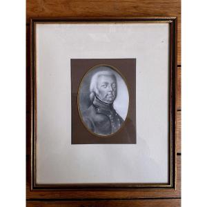Painting, Portrait Of Karl Philipp Von Weber In Military Attire, Late 18th-century Pencil Drawing