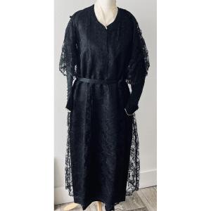 Antique Dress In Fabric Covered With A Lace And Jet Tunic Circa 1910