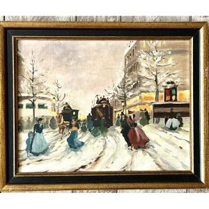 Painting , Grand Boulevard à Paris, Hst Signed H Schaeffer