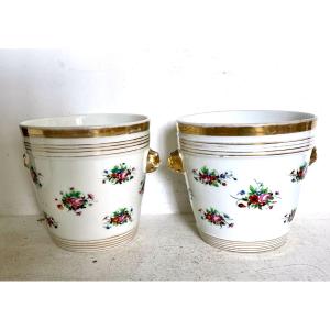 Pair Of Porcelain Pot Holders From Paris XIX Eme