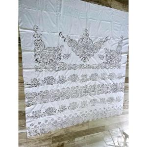 Antique Castle Curtain In Openwork Embroidery Circa 1900