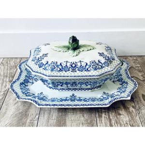 Antique Gien Earthenware Vegetable Dish, Artichoke Socket