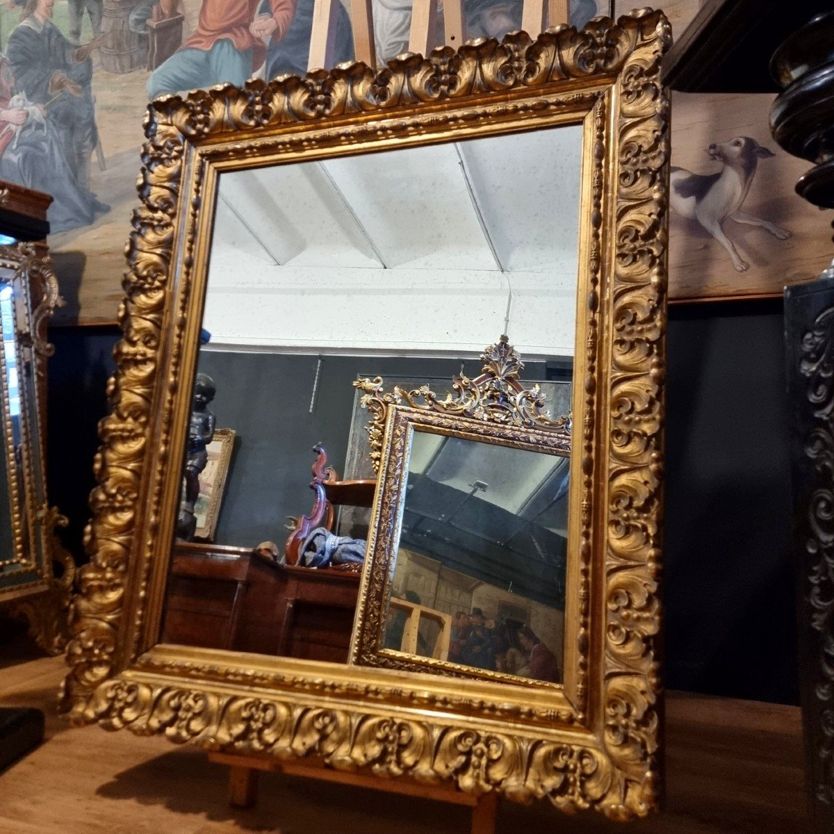 Grande Specchiera Dorata del 1850: Un Gioiello da Palazzo Nobiliare-photo-1