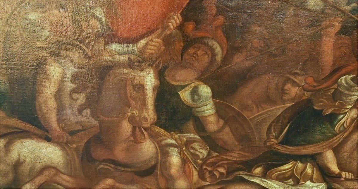 Olio Su Tela Fine XVI Secolo La Battaglia Di Zama Antonio Tempesta 1555-1630 Expertise Sestieri-photo-4