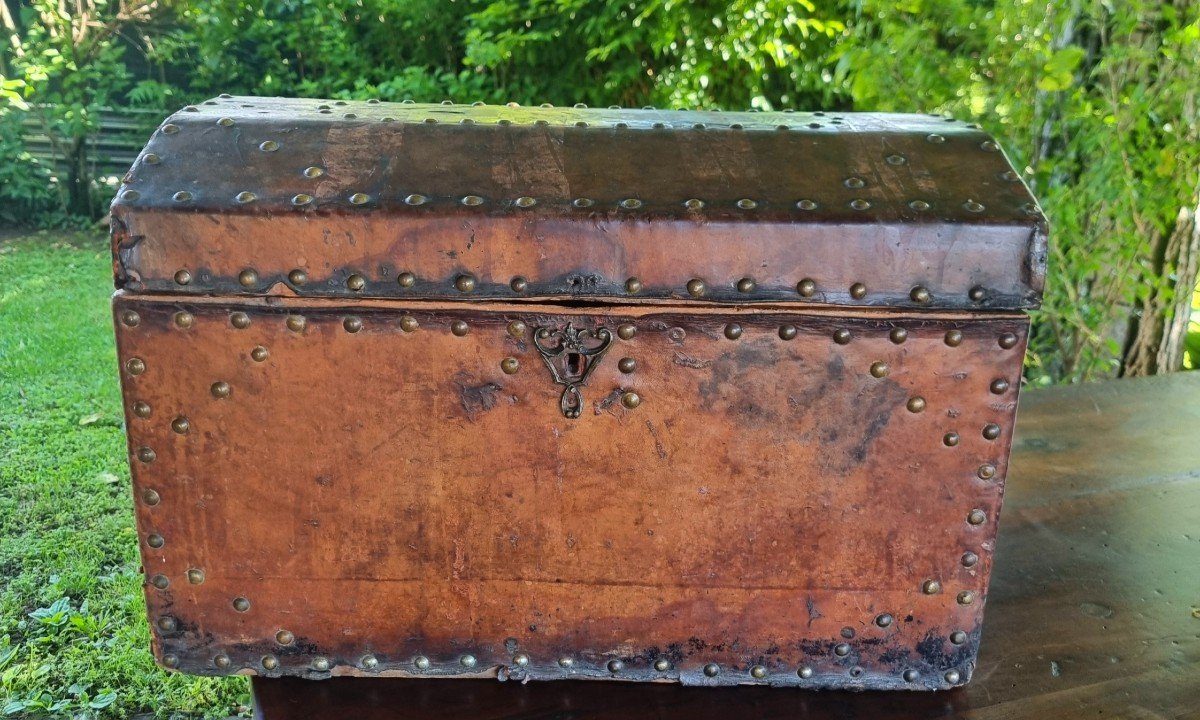 Bauletto da Carrozza del 600 in pelle con borchie-photo-5