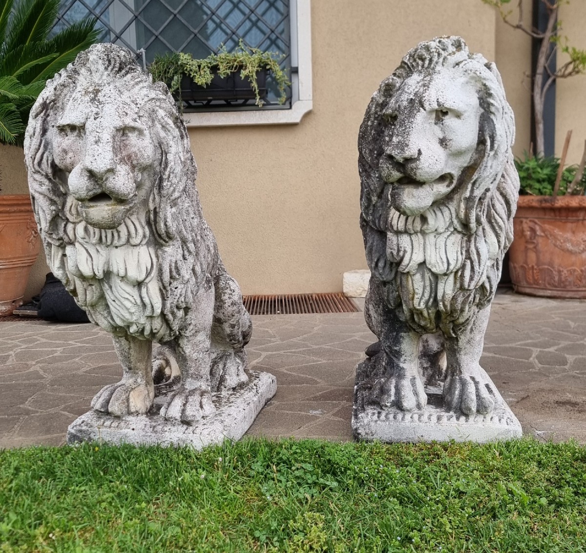 Coppia di Leoni Veneziani in Pietra Ricostruita – Fine ‘800-photo-3