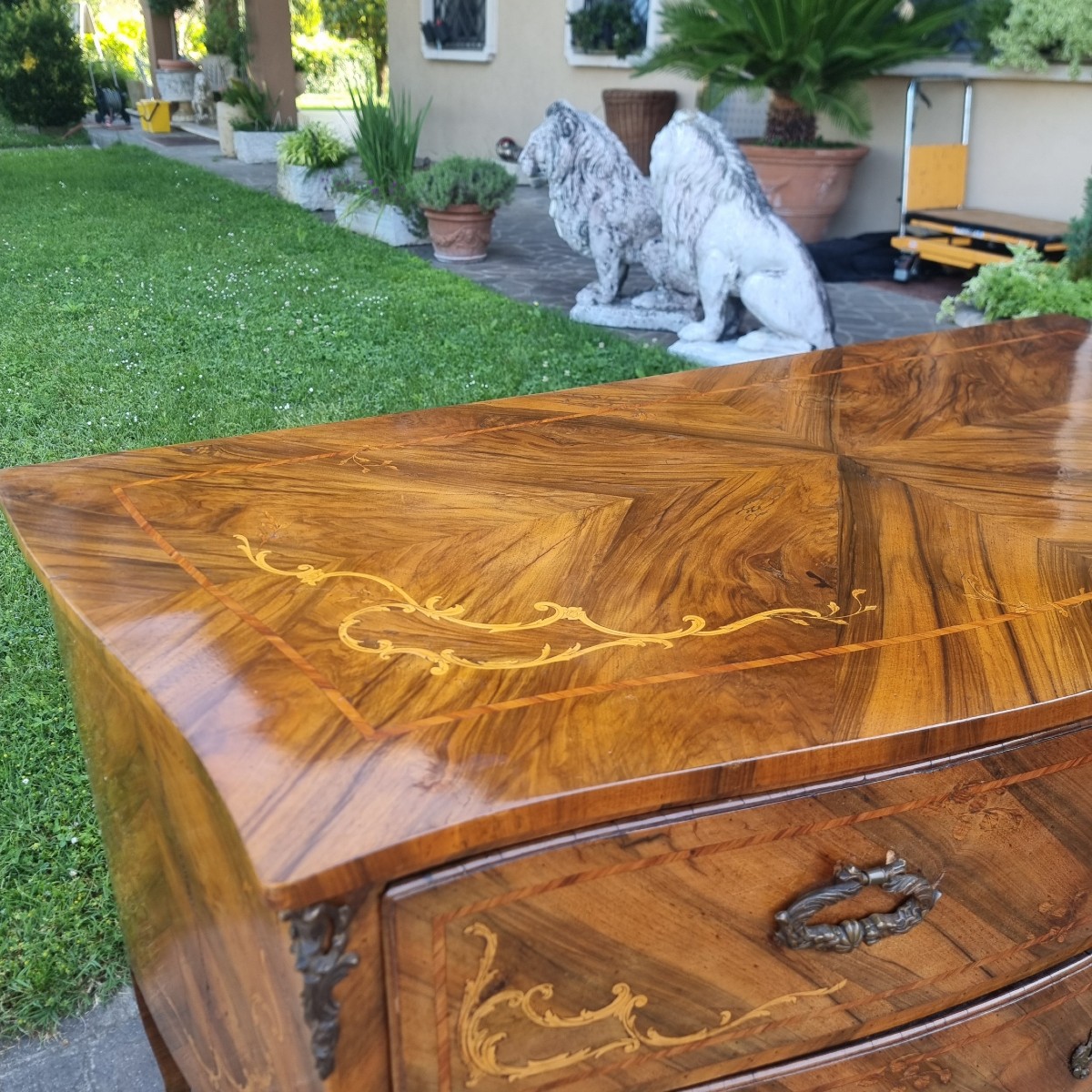 Coppia di cassettoni Lombardi noce del 700 con intarsi bois de rose -photo-7