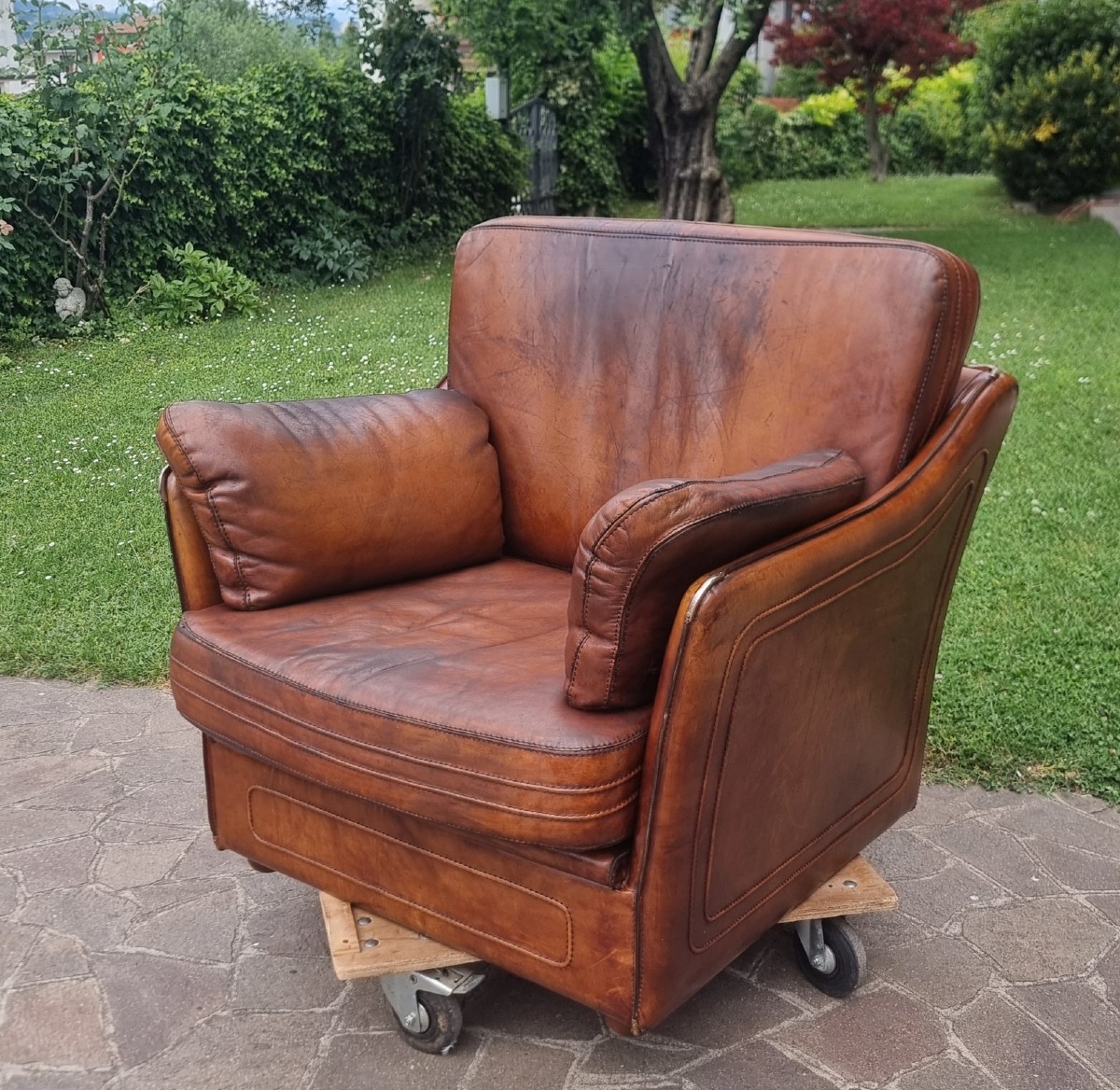 Poltrona in cuoio Roche Bobois per Hermès anni 70/80 Vintage -photo-2