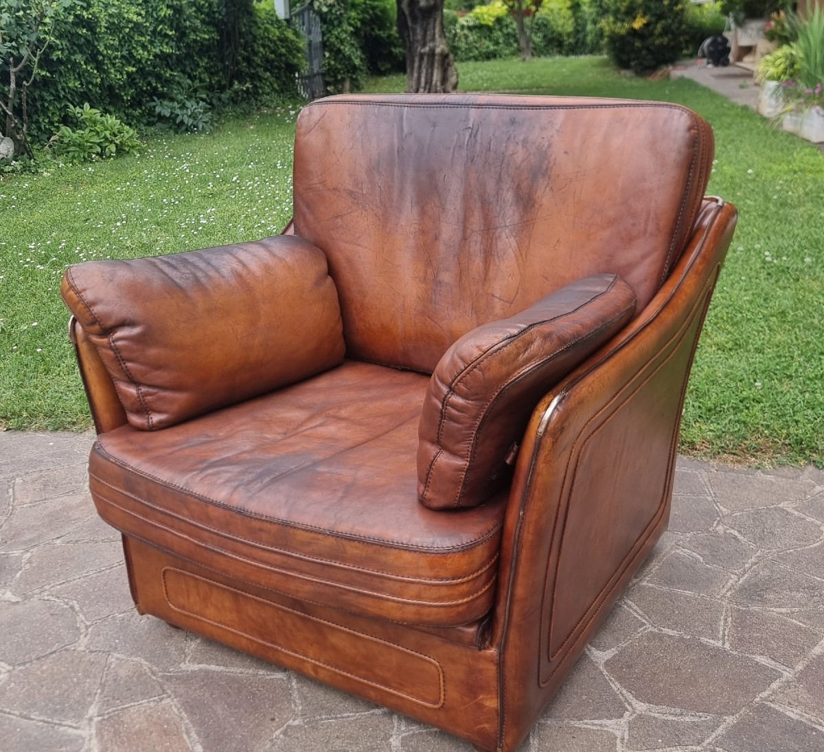 Poltrona in cuoio Roche Bobois per Hermès anni 70/80 Vintage -photo-3