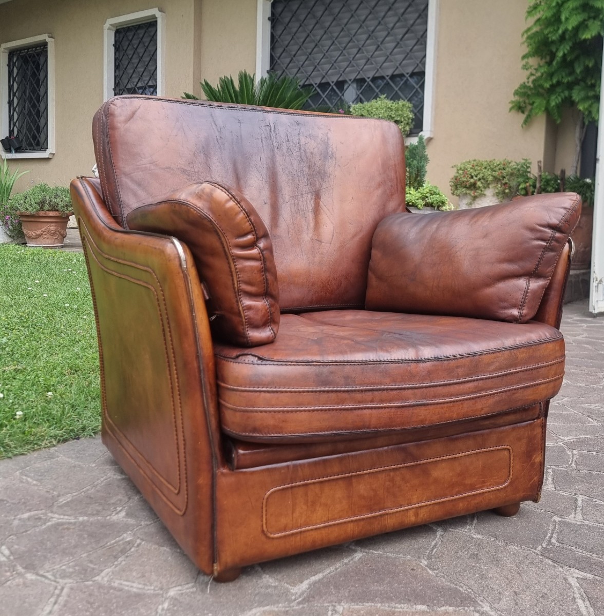 Poltrona in cuoio Roche Bobois per Hermès anni 70/80 Vintage -photo-1