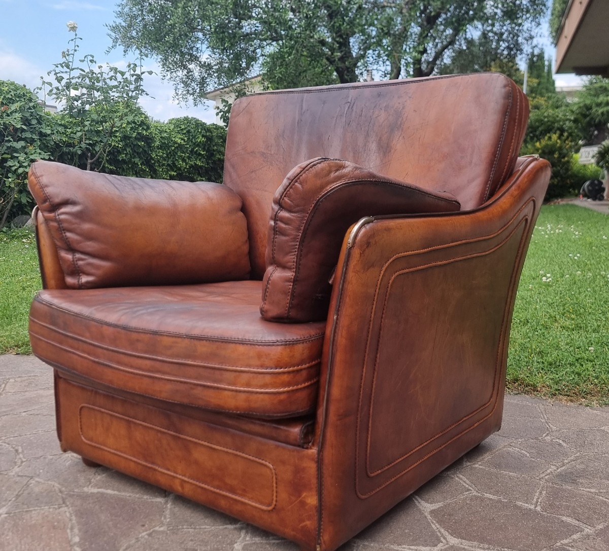 Poltrona in cuoio Roche Bobois per Hermès anni 70/80 Vintage -photo-2