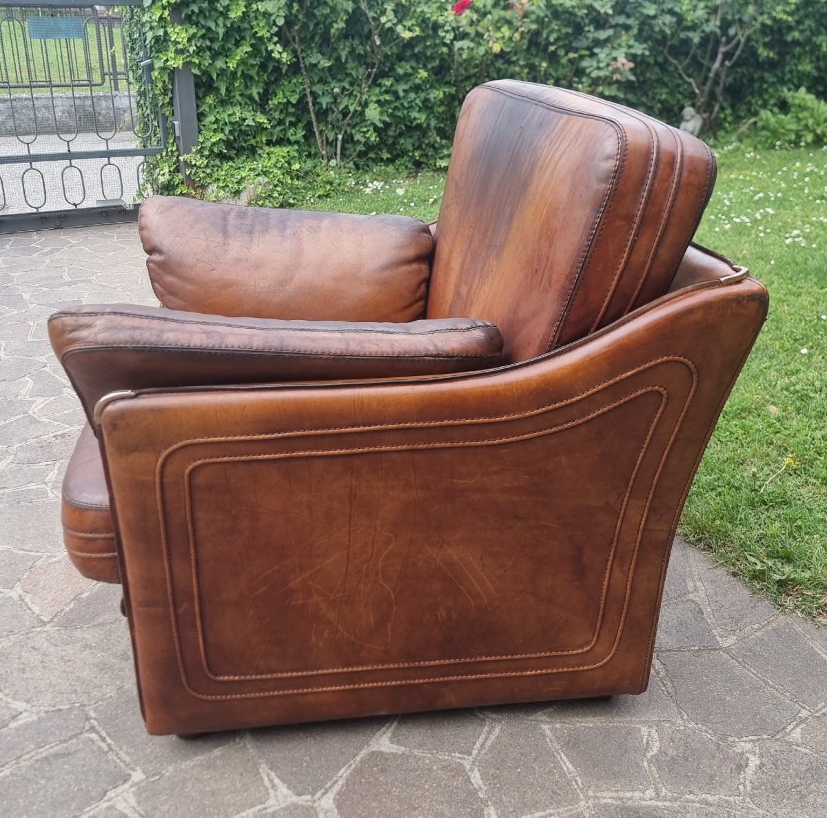 Poltrona in cuoio Roche Bobois per Hermès anni 70/80 Vintage -photo-3