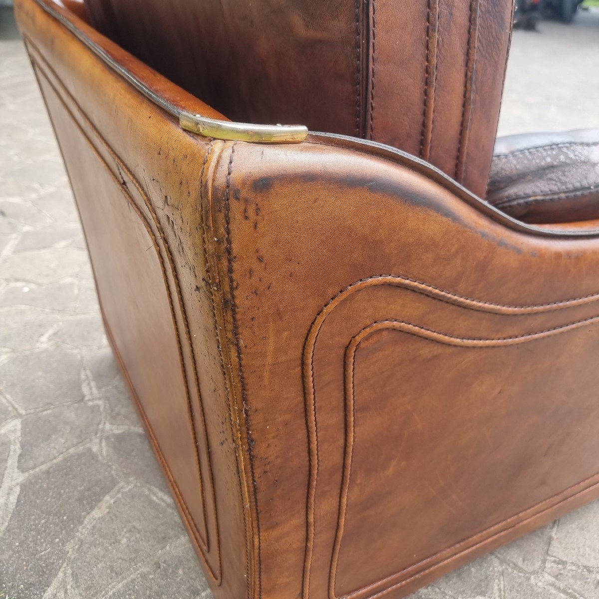 Poltrona in cuoio Roche Bobois per Hermès anni 70/80 Vintage -photo-5