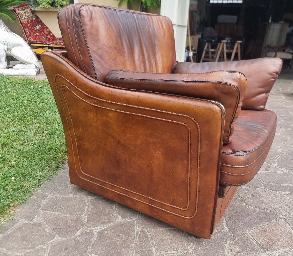 Poltrona in cuoio Roche Bobois per Hermès anni 70/80 Vintage -photo-6