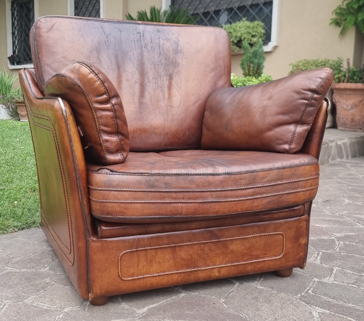 Poltrona in cuoio Roche Bobois per Hermès anni 70/80 Vintage -photo-7