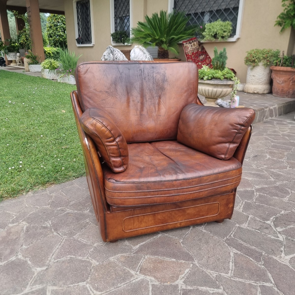 Poltrona in cuoio Roche Bobois per Hermès anni 70/80 Vintage 