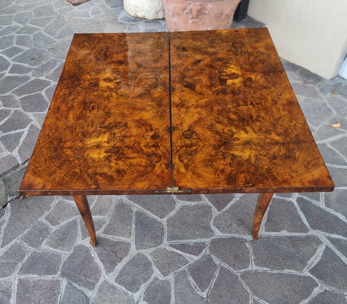 Tavolino da Gioco Direttorio 1800 in Radica di Noce-photo-2