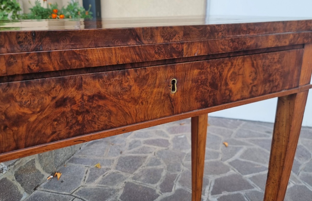 Tavolino da Gioco Direttorio 1800 in Radica di Noce-photo-3