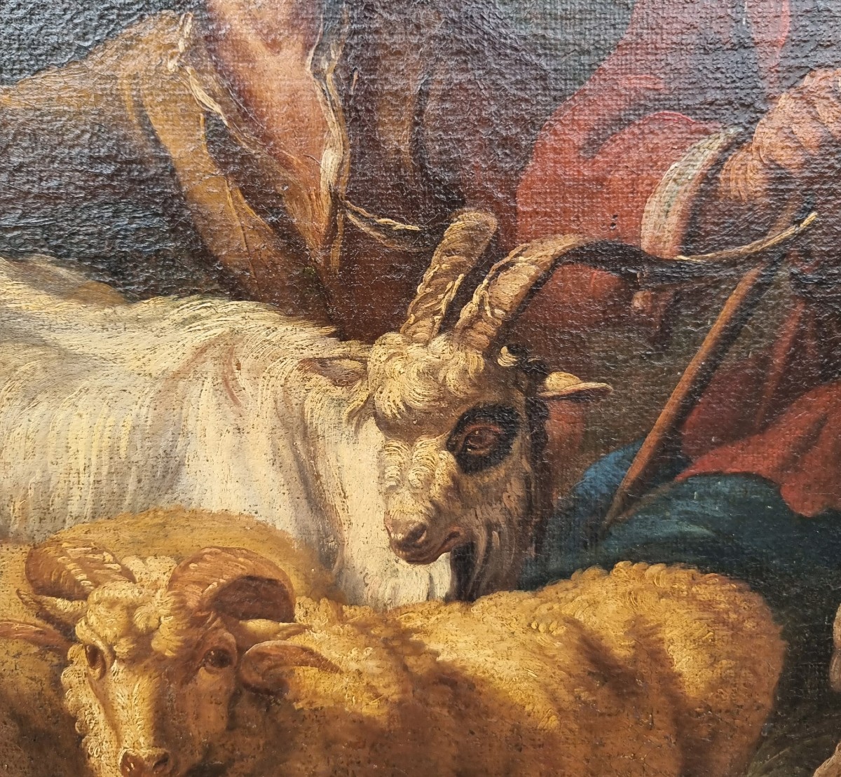Olio su tela fine 600 Fuga d’Egitto di Philipp Peter Roos 1657-1706 -photo-3